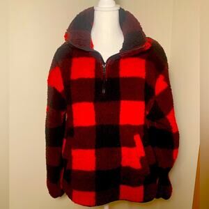 OLD NAVY BUFFALO PLAID SHERPA PULLOVER Size M